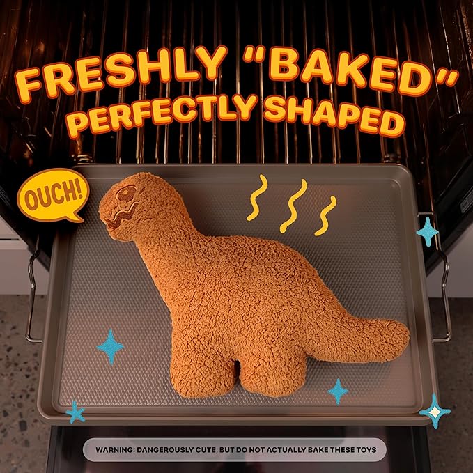 Large Dino Nugget Pillow, Premium Chicken Nugget Dinosaur Stuffed Animal Plush – Ultra Soft 16 inch Fun Dinosaur Toys Throw Pillows for Kids, Boys & Girls (Bronto Barry)