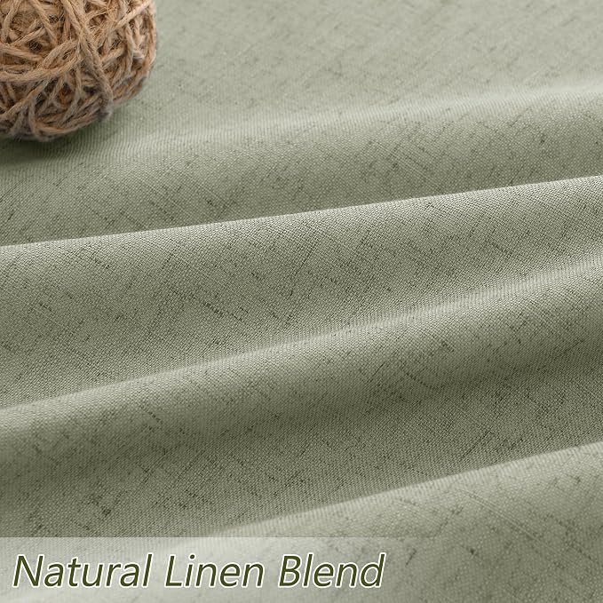 Sage Green 100% Blackout Curtains 80 Inch Length 2 Panels Set for Living Room Bedroom Back Tab Thermal Insulated Black Out Linen Drapes Room Darkening Window Curtains 80 Inches Long