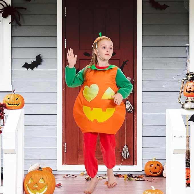 IKALI Halloween Pumpkin Costume with Pumpkin Hat Halloween Dress Up