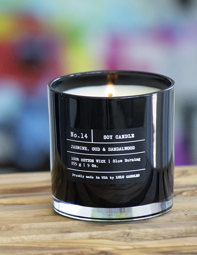 Lulu Candles | Jasmine, Oud & Sandalwood | Luxury Scented Soy Jar Candle | Hand Poured in The USA | Highly Scented & Long Lasting (9 Oz. 2 Pack)