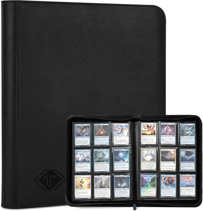TiopLior Zip MTG Card Binder with 432 Side Loading Pocket - fits TCG Baseball Football Sports Cards - Easy to Insert Collection Binder - Black