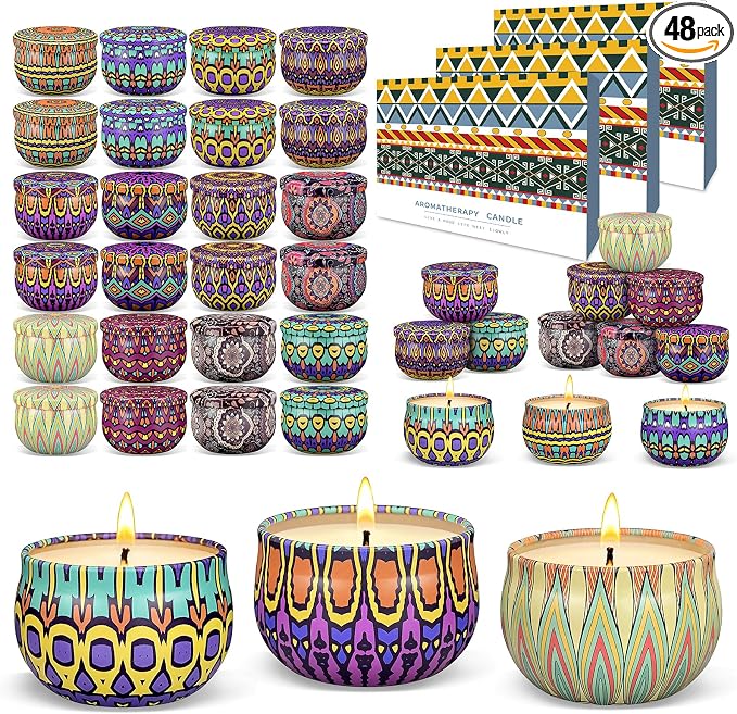 Scented Candles Gift Set,48 Pack Candles for Home Scented, 1200 Hour Long Lasting Soy Wax Aromatherapy Candle Set, Birthday Gifts for Women with Gift Box