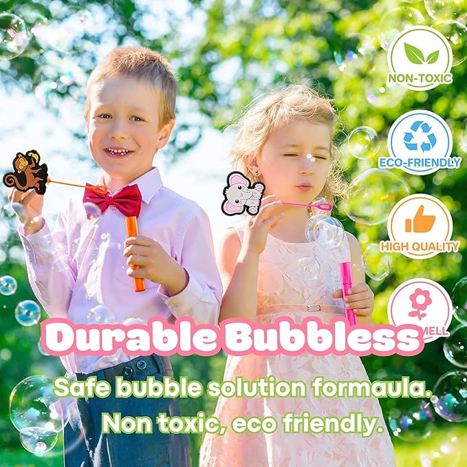Jungle Safari Party Favors for Kids – 24PCS Animal-Themed Bubble Wands, Great for Birthday Supplies, Pinata Fillers, Goodie Bags & Classroom Rewards