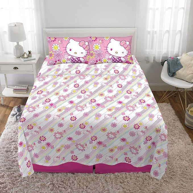 Hello Kitty Bedding Super Soft Microfiber Sheet Set, Full, Hello Kitty, (Officially Licensed Product) by Franco