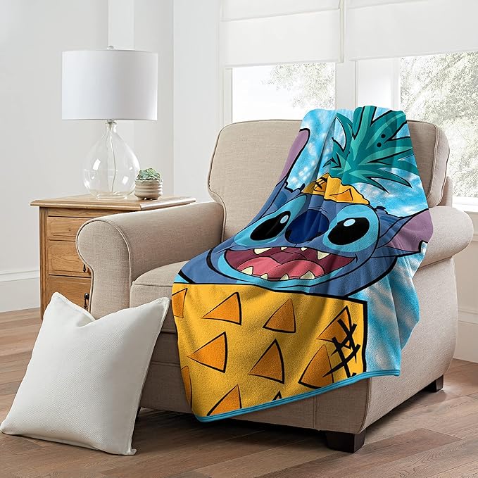 Northwest Lilo and Stitch Micro Raschel Throw Blanket, 46" x 60", Pineapple Surprise