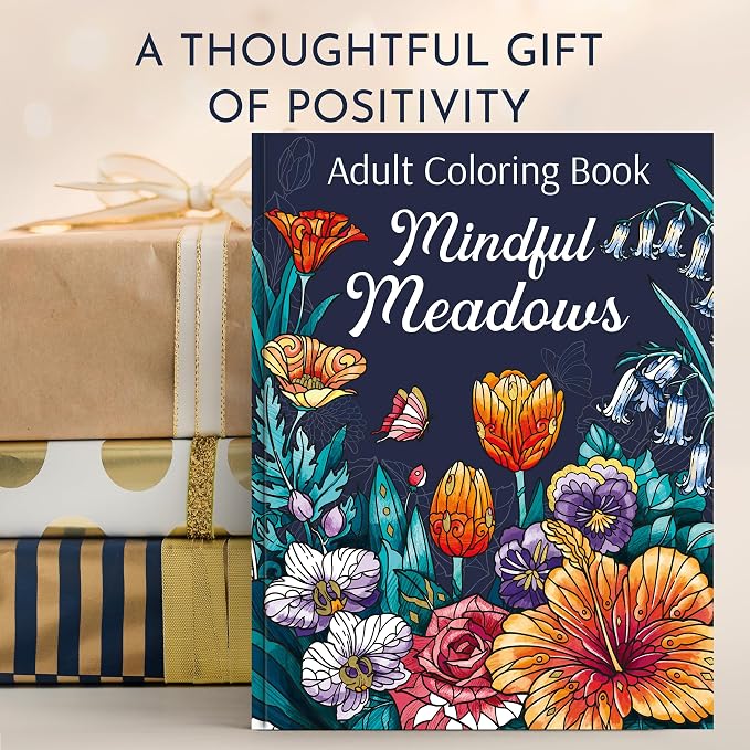 Flower Coloring Book for Adults with 31 Botanical Designs and Virtue Prompts – Plant Coloring Book for Mindfulness, Calming Stress Relief and Relaxation Gifts for Women & Men, Tear-Out Pages