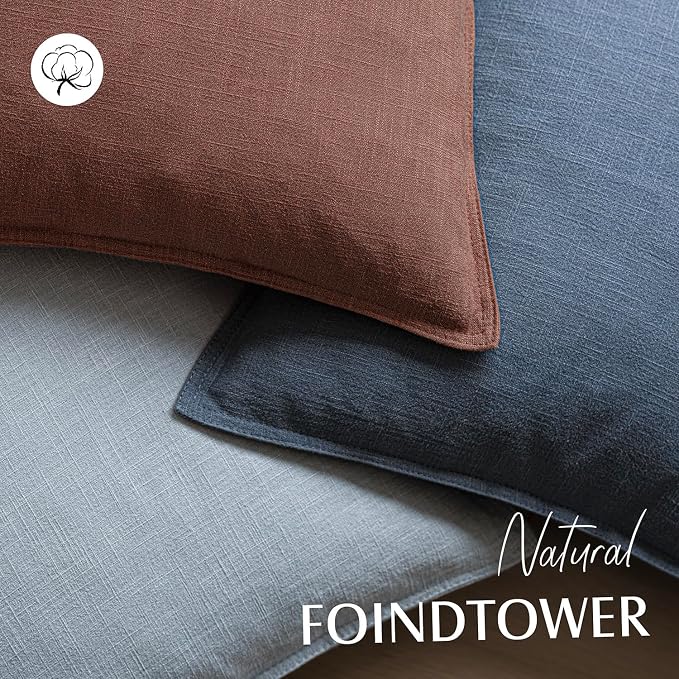 Foindtower Pack of 2, Decorative Linen Solid Throw Pillow Covers Soft Accent Euro Cushion Case Boho Farmhouse Pillowcase for Chair Couch Sofa Bedroom Living Room Home Decor 24 x 24 Inch Rust Red