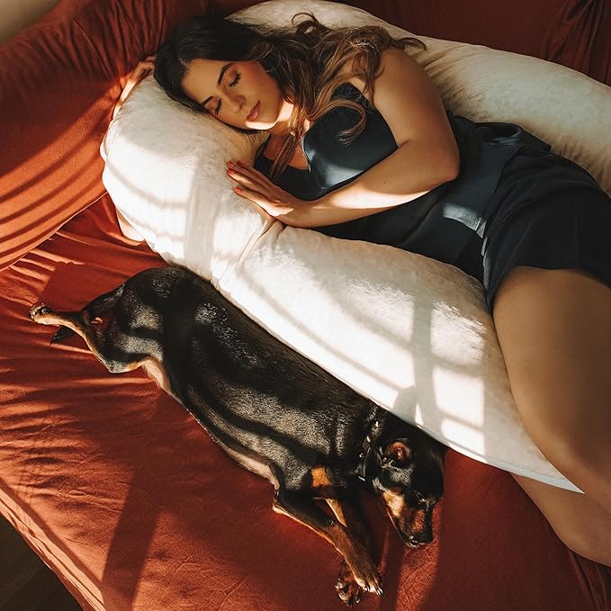 YANA Body Pillow | Luxury Body & Pregnancy Pillow - Organic Bamboo Cotton - Natural Latex Fill - Ergonomic Design - Double Sided - Washable (Latex)