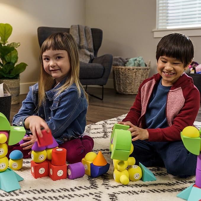Magnetic Foam Building Blocks - 35-Piece Castle, Bath Toys for Toddlers, Preschool Toys, Bathtub Toys, Sensory Toys, Blocks for Toddlers 3-5, Engineering Toys for Kids 3-5, Bath Blocks