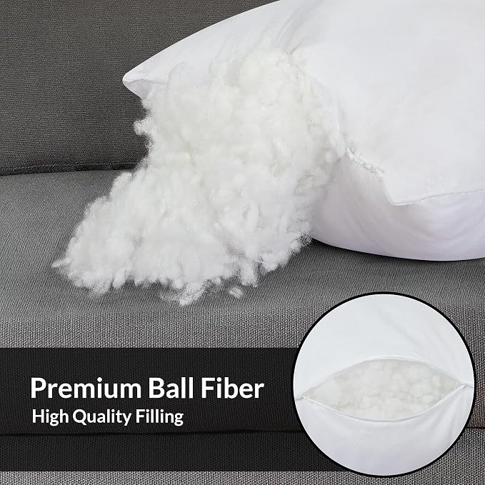 ROYALE LINENS 16 x 16 Pillow Insert - Down Alternative Throw Pillows Insert - Square Pillow Pack of 2 White - Bed & Couch Pillows - Inner Cushion for Bed, Cushion for Living Room - Shams Stuffer
