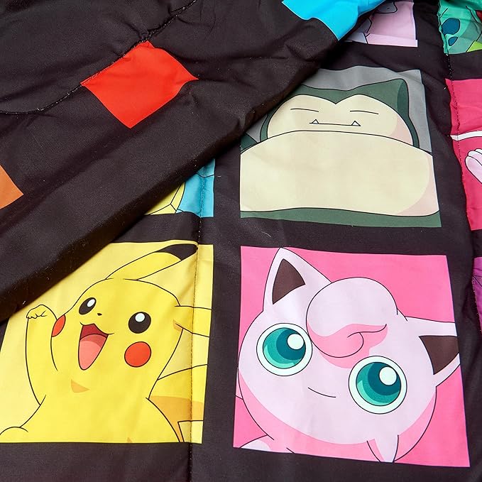 Northwest Pokemon Full Sized Bed in a Bag Set, Anime Kids Bedding, Boys and Girls Blankets Kanto Favorites