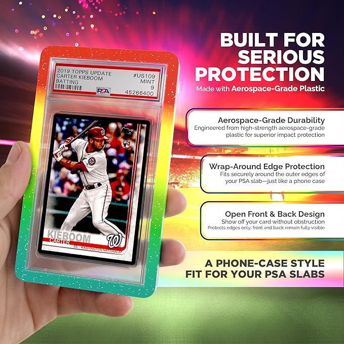VALUN 5 Pack Black Slab Guards Fits PSA & CGC & TAG Slabs - PSA Slab Guard Hard TPU PSA Slab Protector for Graded Cards – PSA Slab Bumper Guard for graded slabs – Slab Protector for PSA Cards
