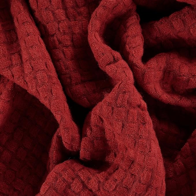 CREVENT Farmhouse Knit Throw Blanket for Couch Sofa Chair Bed Home Decoration, Soft Warm Cozy Light Weight for Spring Summer Fall (50''X60'' Christmas Red)
