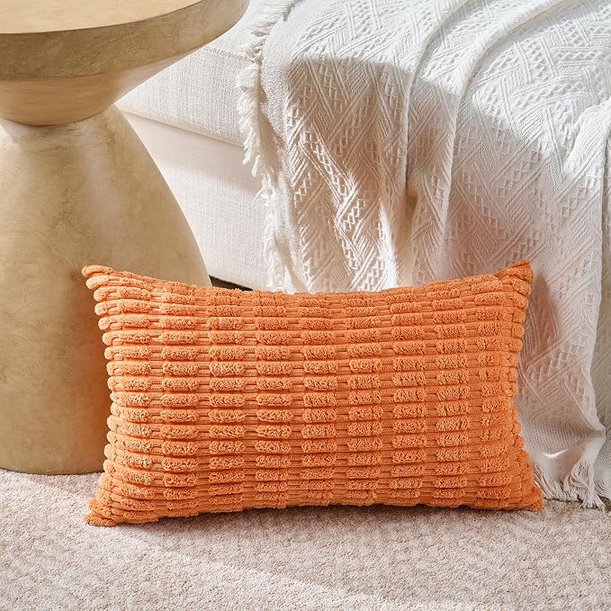 Fancy Homi 4 Packs Decorative Throw Pillow Covers for Living Room Couch Bed, Modern Farmhouse Boho Home Décor Accent Cushion Case, 20" x 12", Burnt Orange Series