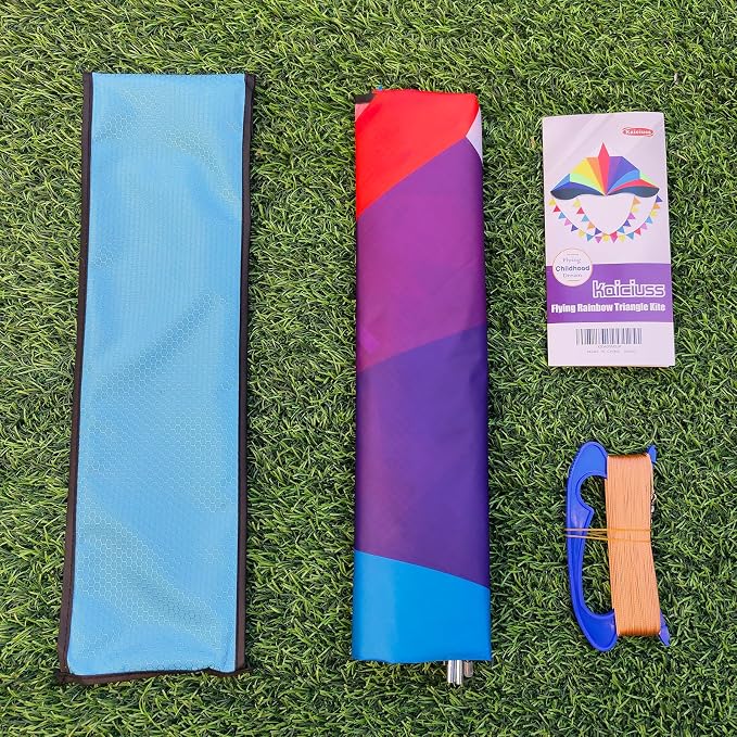 Delta Kite for Kids & Adults - Easy to Fly Large Single Line Beach Kite with 300ft String Handle Included, Perfect for Beginners, Teens
