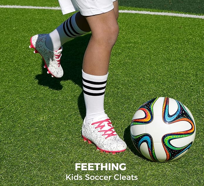 Grils Boys Soccer Cleats Youth Firm Ground FG Football Shoes Lightweight Breathable Outdoor Trainning Sport Shoes for Little/Big Kids
