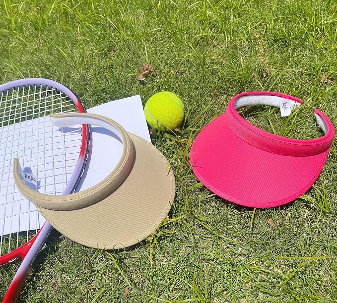2 Pack Sun Visor Hats Women Men Clip On Wide Brim Visors Hat Outdoor Sports Golf Beach Travel Tennis Caps