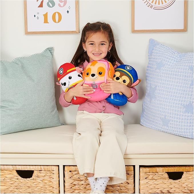 PAW Patrol Chase Squish Plush, Official Toy from The Hit Cartoon, Squishy Stuffed Animal for Ages 1 and Up, 8”