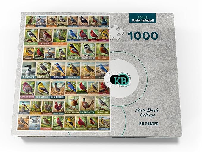 MyPuzzle State Birds Series: 50 State Birds Collage, Vol.1 - Premium 1000 Piece Jigsaw Puzzle for Adults