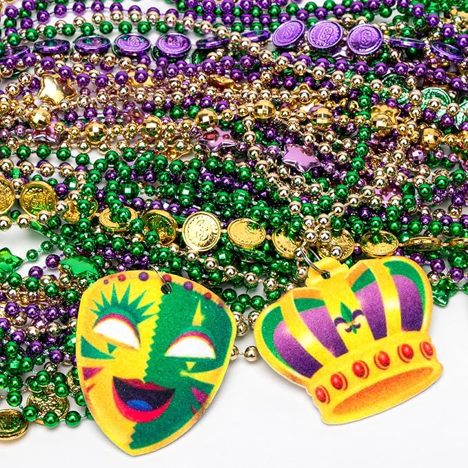 Moon Boat 72PCS Mardi Gras Felt Beads Bulk Carnival Accessories for Party Favors Decorations Festival Parades