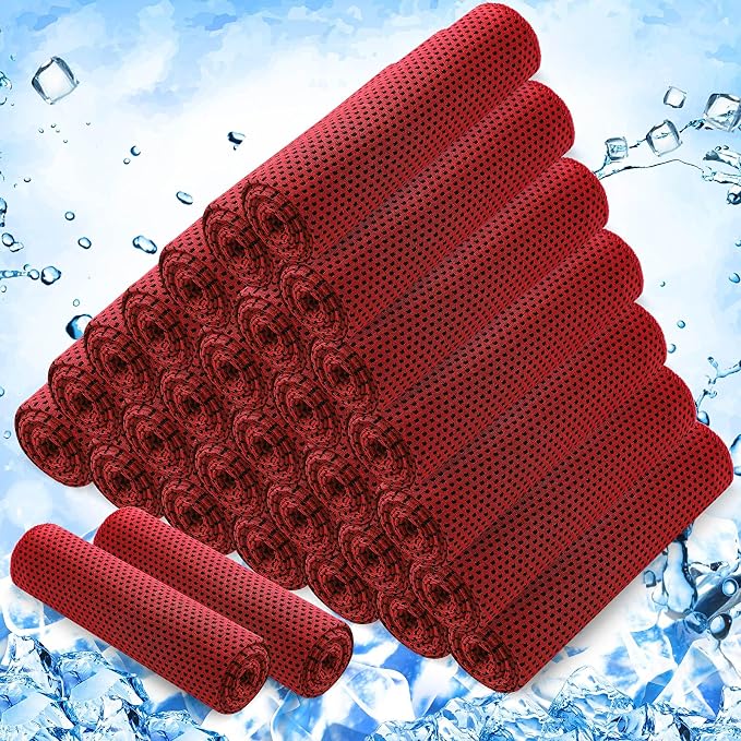 Hosuly 30 Pack Cooling Towels, 40"x12" Ice Breathable Soft Chilly Sweat Rag Microfiber Workout Rags for Gym Cooling Towels for Neck and Face for Yoga Golf Sport Running