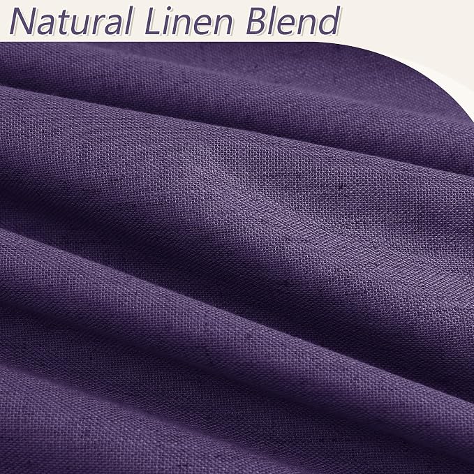Guken 100% Blackout Curtains 84 Inch Length 2 Panels Set for Living Room Bedroom Back Tab Thermal Insulated Black Out Linen Drapes Room Darkening New Purple,52x84