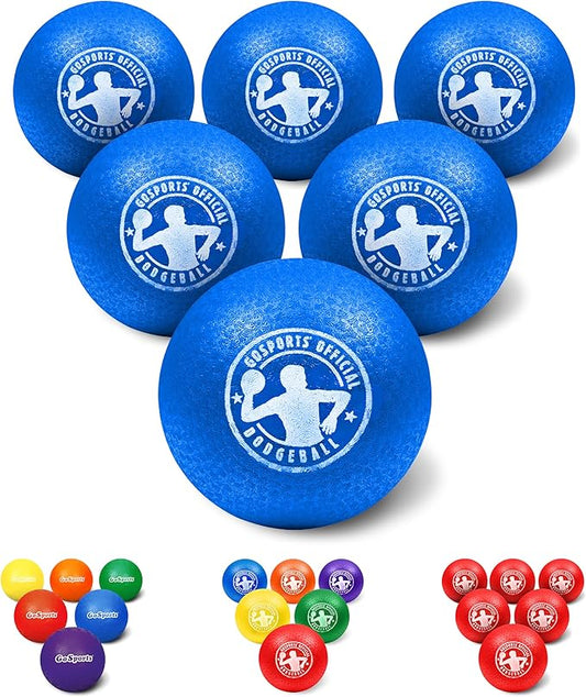 GoSports Inflatable Dodgeballs - Choose 5 Inch or 7 Inch No Sting Balls - Set of 6 Includes Ball Pump & Mesh Bag
