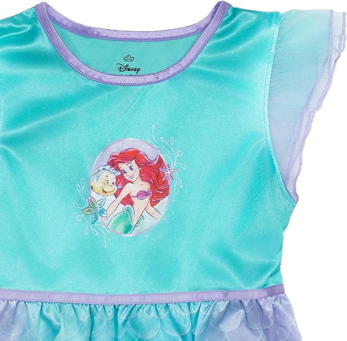 Disney Girls' Princess Dress Nightgown, Fantasy Gown, Soft & Cute Pajamas for Kids