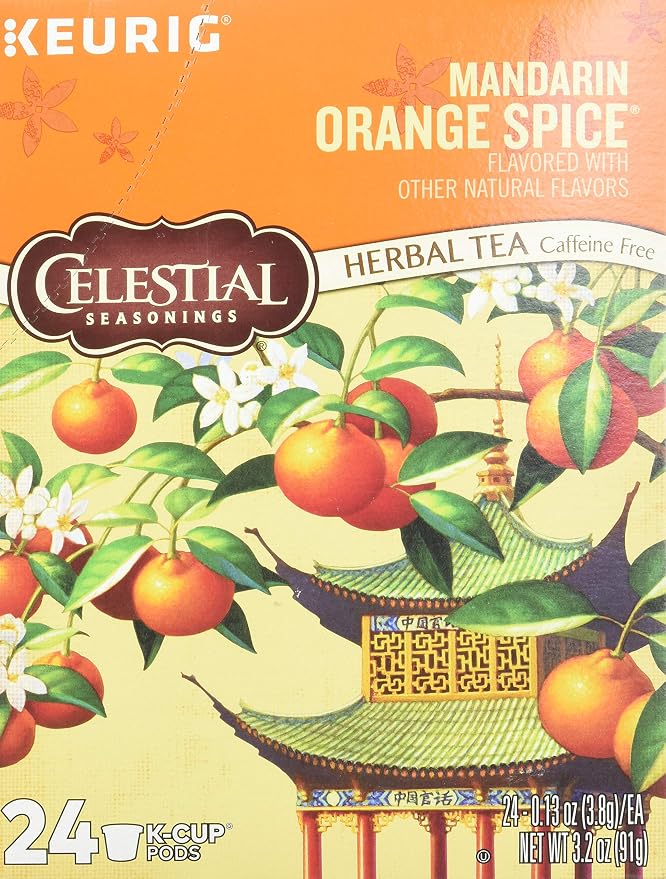Celestial Seasonings Mandarin Orange Spice Herbal Tea, K-Cup Portion Pack for Keurig K-Cup Brewers, 24-Count