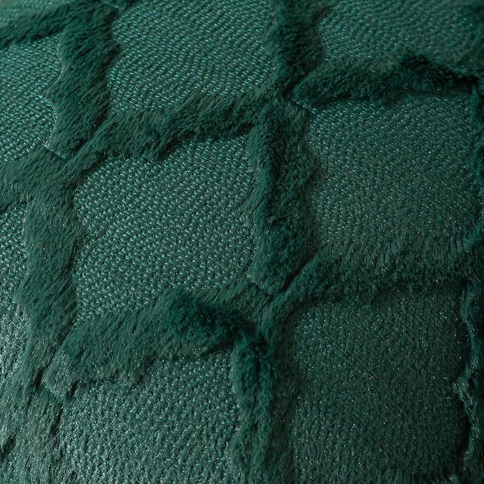 Set of 2 Soft Moroccan Throw Pillow Covers 22x22 Inch Plush Boho Decorative Pillow Cover Accent Cushion Case for Couch Sofa Bed, Dark Green
