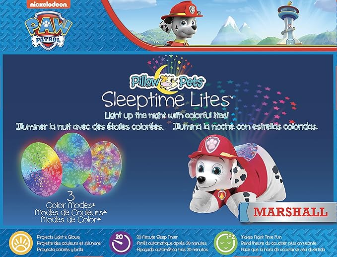 Pillow Pets Paw Patrol Marshall Sleeptime Lites 11" Stuffed Animal Plush Nightlight