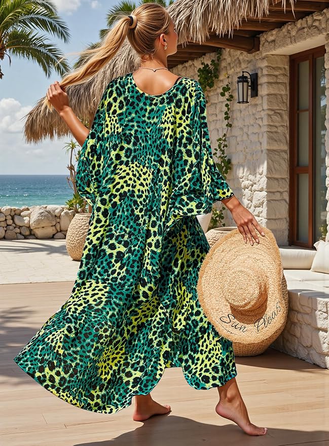 Mumu Dresses for Women Plus Size, Bohemian Kaftan Beach Cover Up Long Maxi Nightgown Soft Loungewear