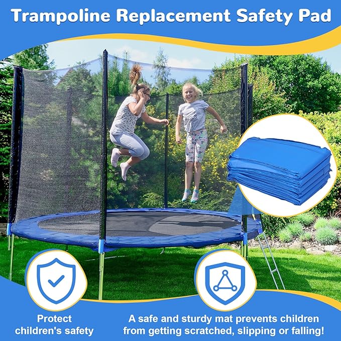 Trampoline Safety Pad 12FT 14FT Replacement Pad Safety Spring Cover, Waterproof Accessory, Round, Blue (Mat Only)