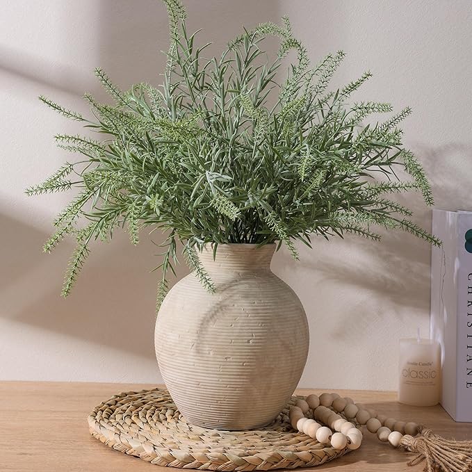 Ceramic Flower Vase Home Decor, 7.4 in Farmhouse Table Vases Rustic Vintage Living Room Kitchen Bedroom Decoration Pottery Decorative Vases for Flowers House Shelf Office Desk Dining Entryway, Retro