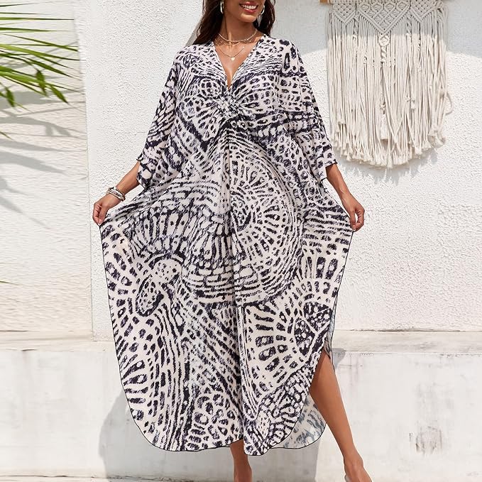 SXMURP Moomoo Dresses for Women, Caftan Dresses for Women Tropical Hawaiian Cotton Cover Ups Bathing Suit Loungewear Swimsuit