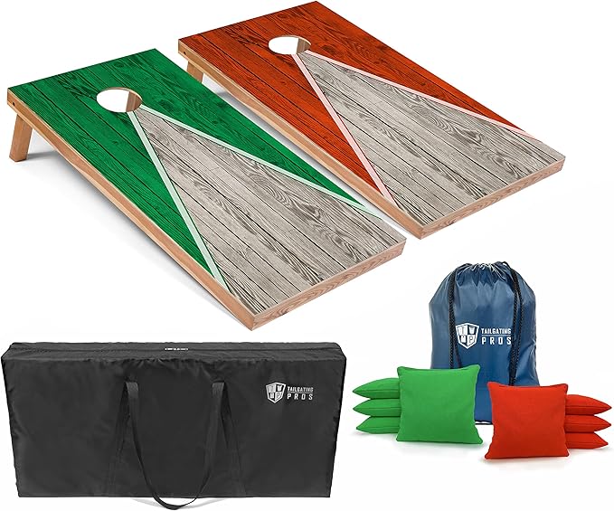 Tailgating Pros Lightweight Pyramid Design Cornhole Board Set w/Bean Bags and Carrying Case - 4'x2' Regulation Cornhole Game