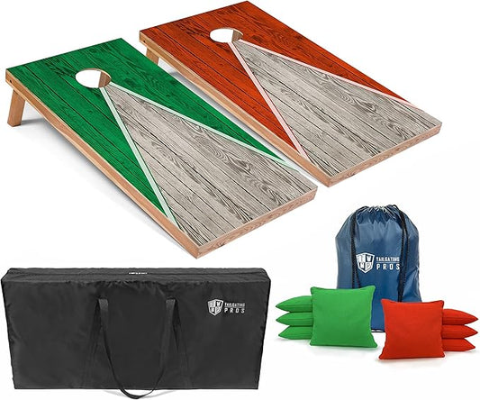 Tailgating Pros Lightweight Pyramid Design Cornhole Board Set w/Bean Bags and Carrying Case - 4'x2' Regulation Cornhole Game