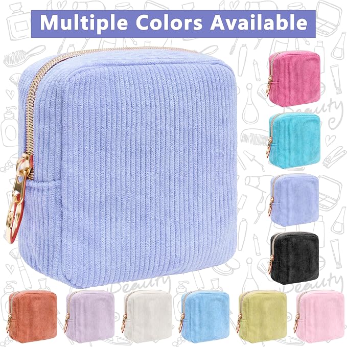 Period Bag for Girls, Corduroy Period Kit with Sanitary Pad Pouch, Menstrual Storage Bag and Tampon Holder for Purse, Girls School Essentials,Feminine Care Organizer(Lilac)