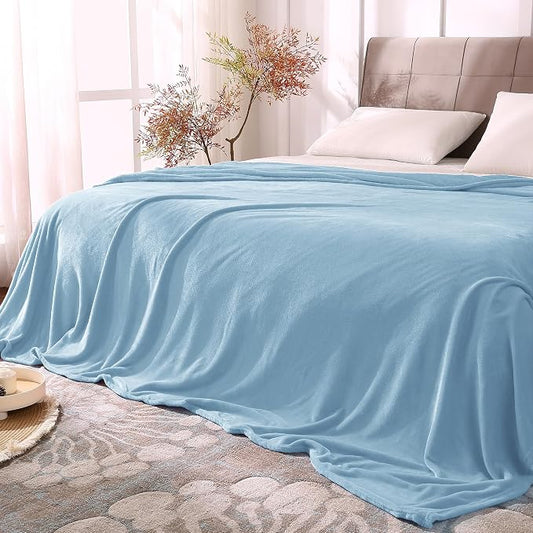 BEDELITE Fleece Blanket Soft Queen Size Bed Blanket Washed Blue 90"x90" | Ultra Soft Fleece, Plush Microfiber, Lightweight Warmth, All Season Comfort, Fade Resistant, Machine Washable,Perfect for Bed