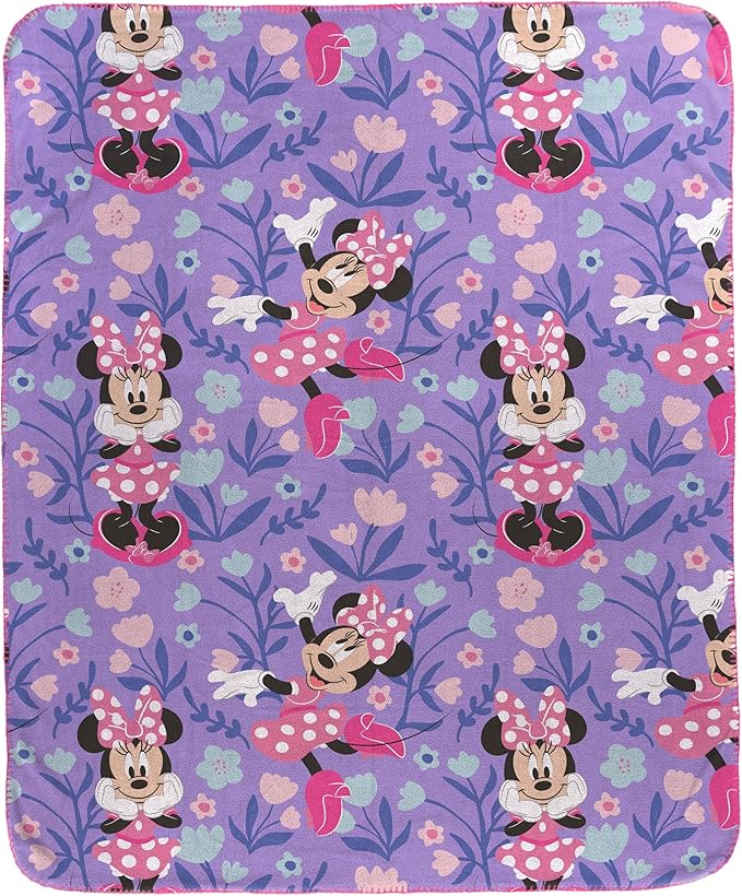 Jay Franco Kids Plush Throw Blanket – Soft & Cozy Fleece Throw for Bedroom & Couch Décor, Official Licensed Product, Purple - Minnie Mouse, 40x50 - Travel Blanket