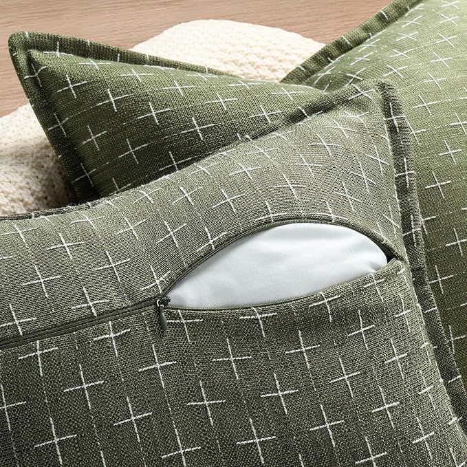 Pillow Covers 20x20 Set of 2 Soft Polyester Textured Pillow Covers with Stylish Flange Edge Cozy Farmhouse Throw Pillows for Couch Bed Sofa Living Room