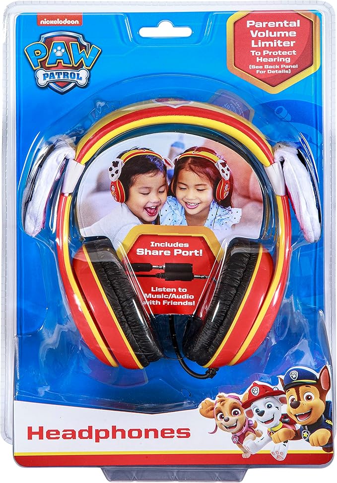 eKids Paw Patrol Marshall Kids Headphones, Wired Headphones Compatiable with 3.5mm Jack, Children's Earphones for School, Home, or Travel