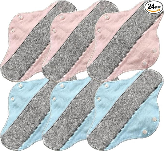 6/12/24 Packs Reusable Incontinence Pads for Women - Reusable Leak-Proof Washable Incontinence Pads ((Blue+Pink)*3Packs)