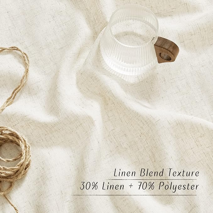 NICETOWN Natural Linen Doorway Curtains 80 inches Long, Grommet Thick Linen Weave Semi Sheer Window Treatments Privacy Assured with Light Filtering for Bedroom/Side Door, W34 x L80