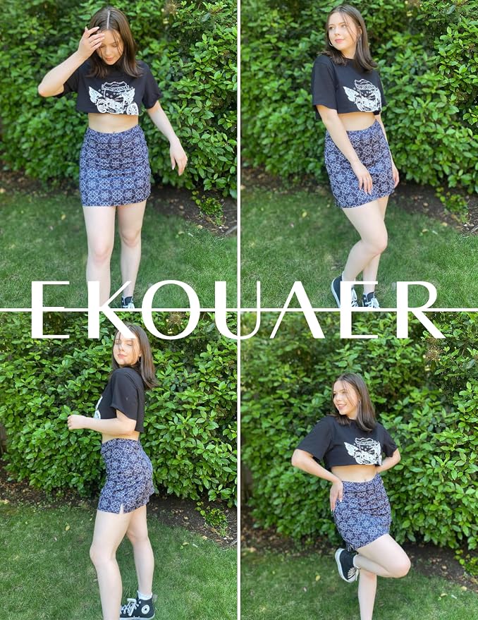 Ekouaer Women's Active Performance Skort Lightweight Skirt for Golf Tennis | Built-in Shorts, A Line, High Waisted, Tummy Control, Pickleball, Running, Workout, Sports, Skorts for Woman