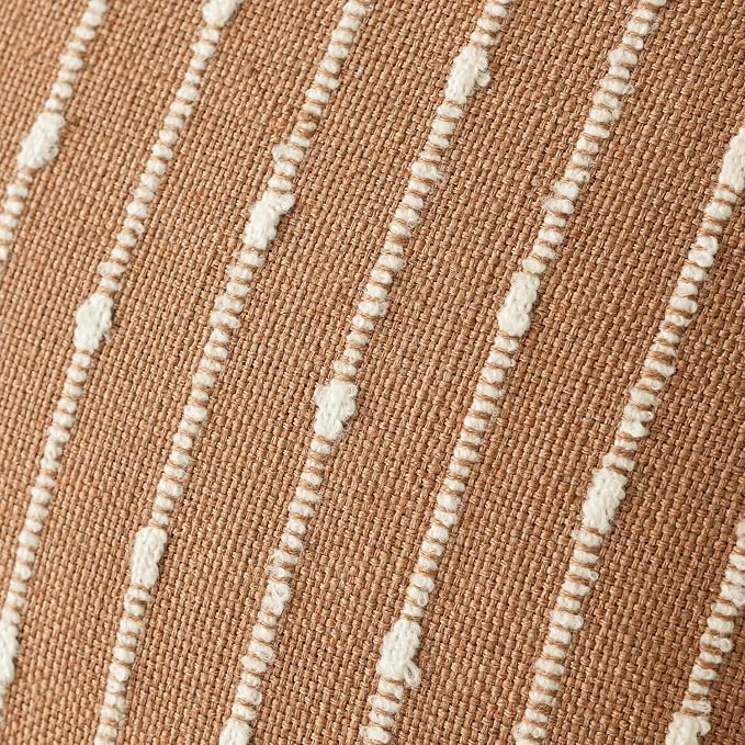 Foindtower Pack of 2 Decorative Jacquard Boucle Lumbar Throw Pillow Covers Accent Textured Striped Pillowcases Cozy Boho Cushion for Couch Sofa Bedroom Living Room Home Decor 12x20 Inch Rust Tobacco