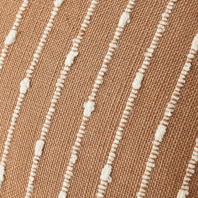Foindtower Pack of 2 Decorative Jacquard Boucle Throw Pillow Covers Accent Textured Striped Pillowcases Cozy Modern Cushion for Couch Sofa Bedroom Living Room Home Decor 18x18 Inch Rust Tobacco
