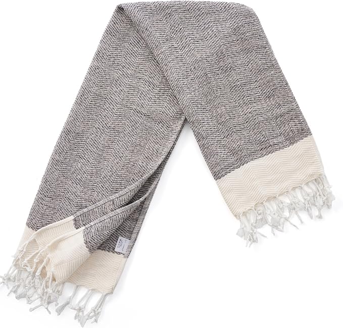 BAY LAUREL Turkish Hand Towel – Pack of 2 | Soft & Absorbent Decorative Towels for Bathroom, Hand, Face, Hair, Gym, Yoga, SPA, Kitchen & Tea | Boho Decor (Beige, Herringbone 15x26 Inches (Set of 2)