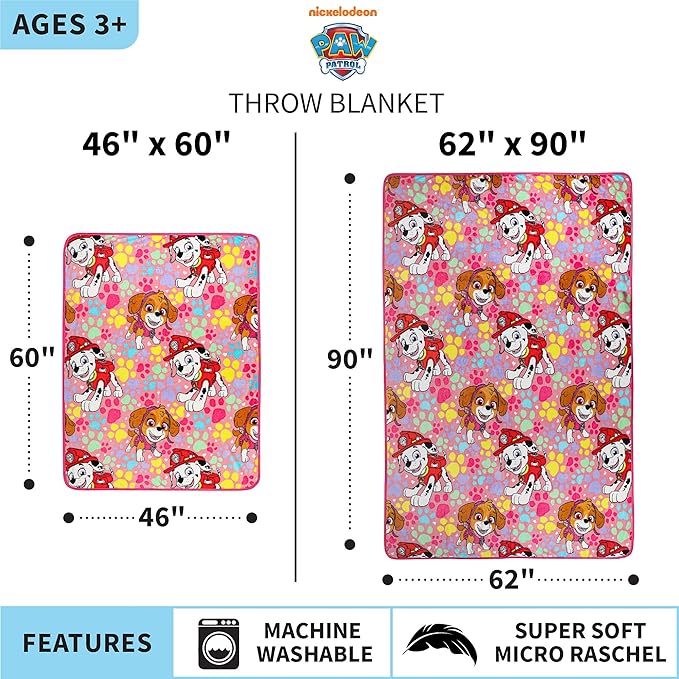 Franco Kids Bedding Super Soft Plush Throw Blanket, 46 in x 60 in, Paw Patrol Girls