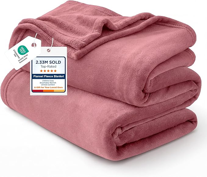 Bedsure GentleSoft Twin XL Fleece Blanket Dorm Bedding - Lightweight Soft Cozy Blankets for Bed, Sofa, Couch, Travel, Camping, Dusty Rose, 66"x90"